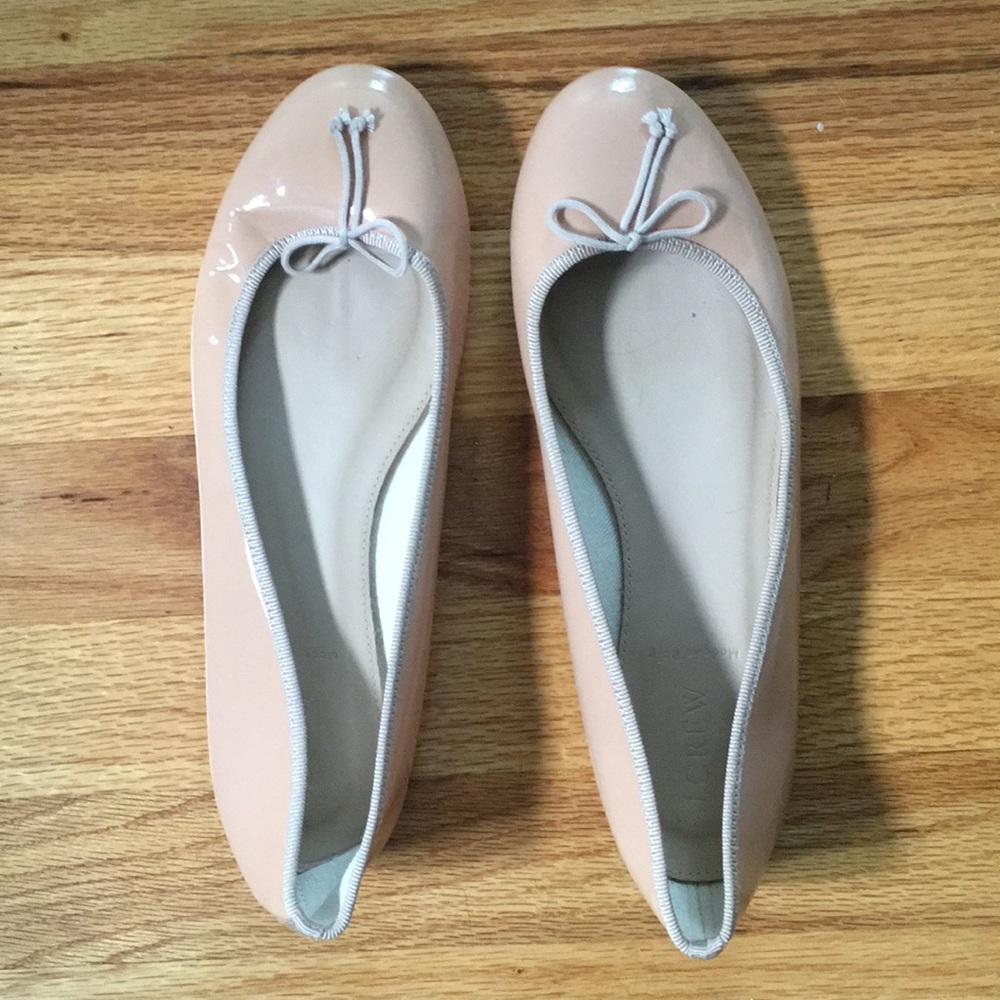 JCrew Nude Patent Leather Ballet Flats.